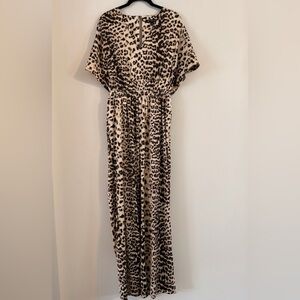 INC International Concepts Wide Leg Leopard-Print Jumpsuit Size S